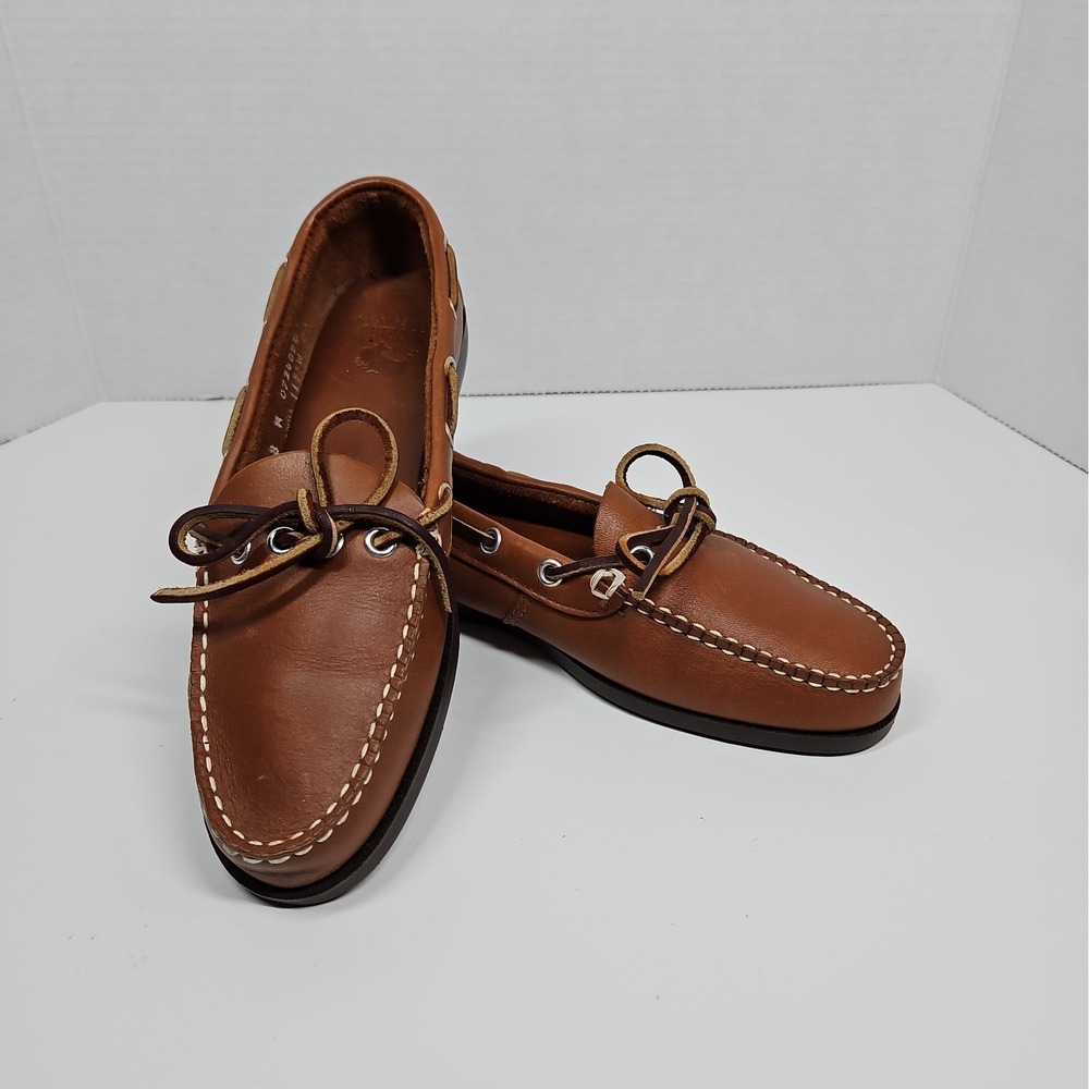 GH Bass & Co Womens Brown Leather Moc Toe Boat Shoes Size 8